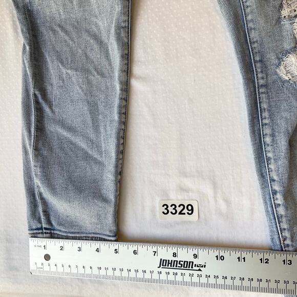 American Eagle Women Skinny Jeans size 16R US Blue Mid Rise Stretch Frayed - Picture 5 of 12